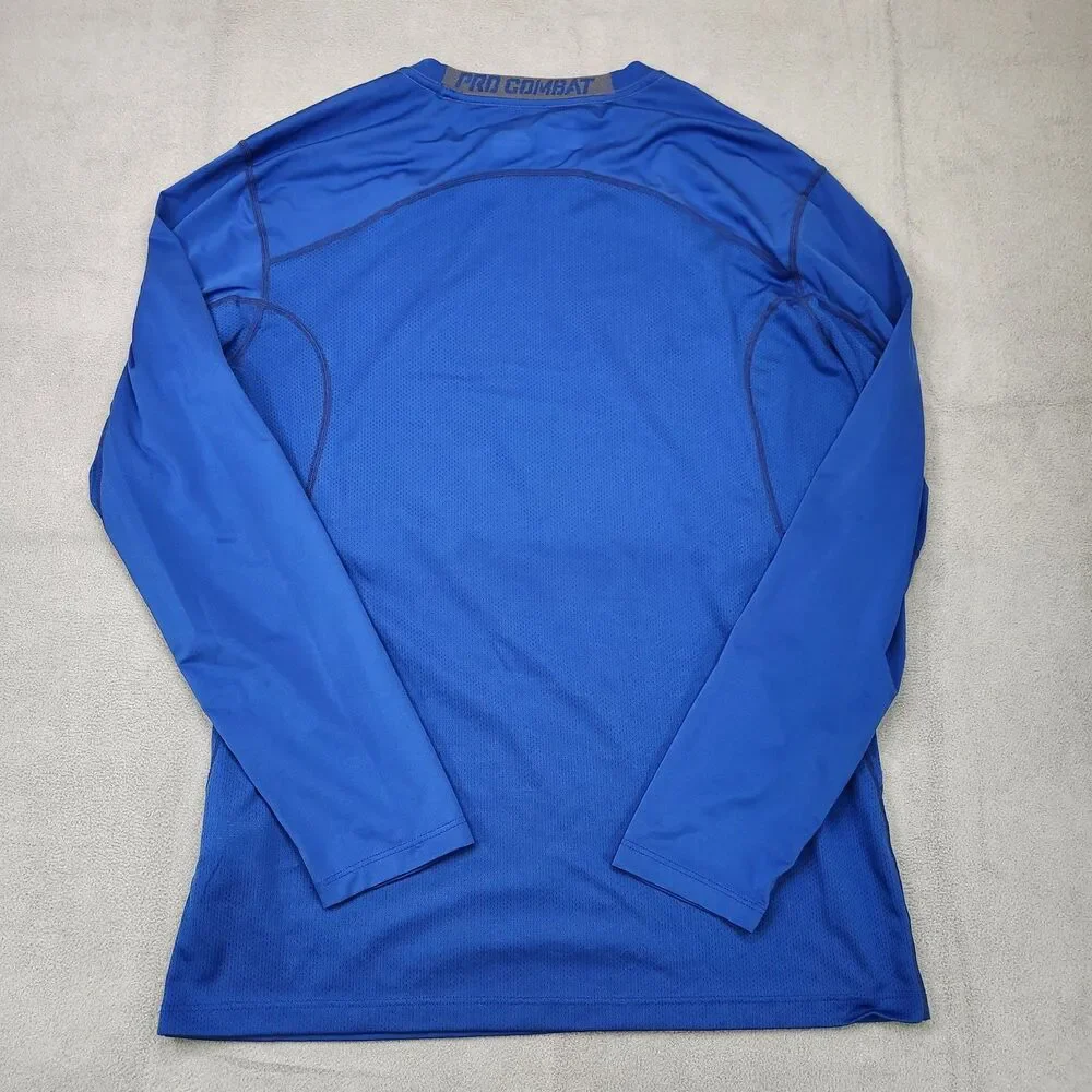 Nike Pro Combat Shirt Mens M Blue Long Sleeve Fitted Dri-Fit Performance‎ Vented
